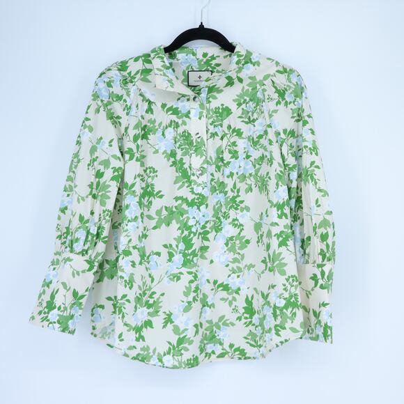 Tuckernuck Tops - TUCKERNUCK Corrigan Popover Blouse English Ivy Green Long Sleeve Women's M